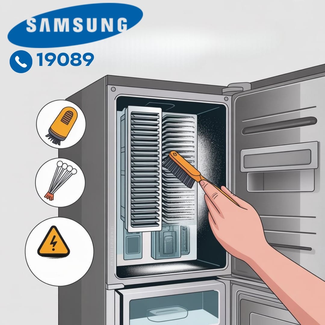 تنظيف فتحات التهوية والمكثف والضاغط في ثلاجة سامسونج تنظيف فتحات التهوية والمكثف والضاغط في ثلاجة سامسونج